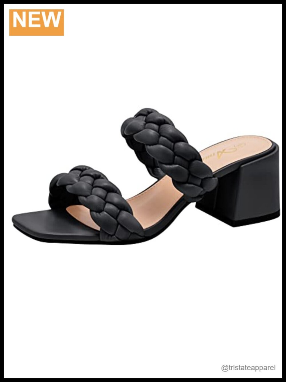Braided Heels for Women Square Toe Chunky Low Heeled Sandals